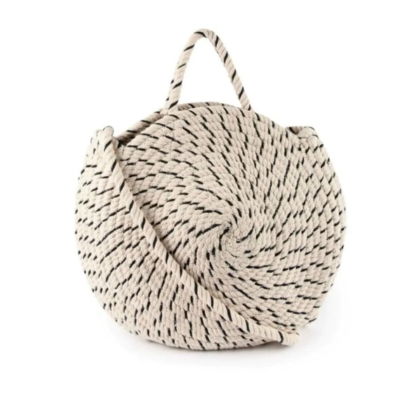 RARE Zara Basic Cotton Woven Stripe Bag - Picture 3 of 6